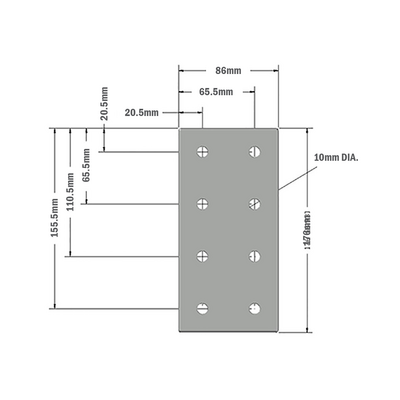 41-140-1 MODULAR SOLUTIONS ALUMINUM CONNECTING PLATE 90MM X 180MM FLAT W/HARDWARE